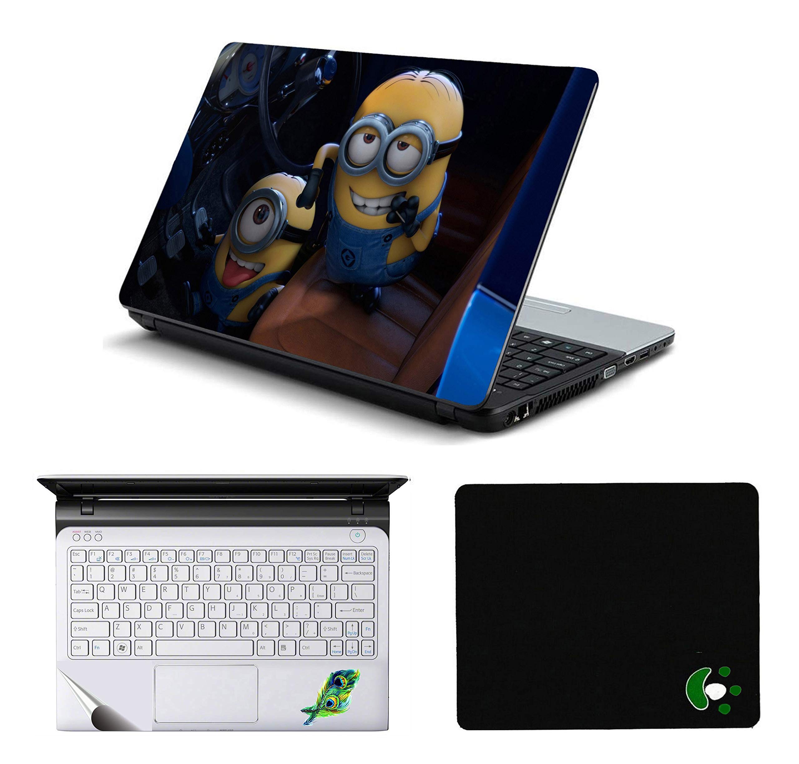 Namo Arts Laptop Accessories Combo Minions in Car Laptop Skin Sticker, Mouse Pad and Palmrest Skin for HP-Dell-Lenovo-Acer-Asus - 14 Inch Laptops ( 14 inch x 9.3 inch) (B07MTJ8Z3P) Amazon Price History, Amazon Price Tracker