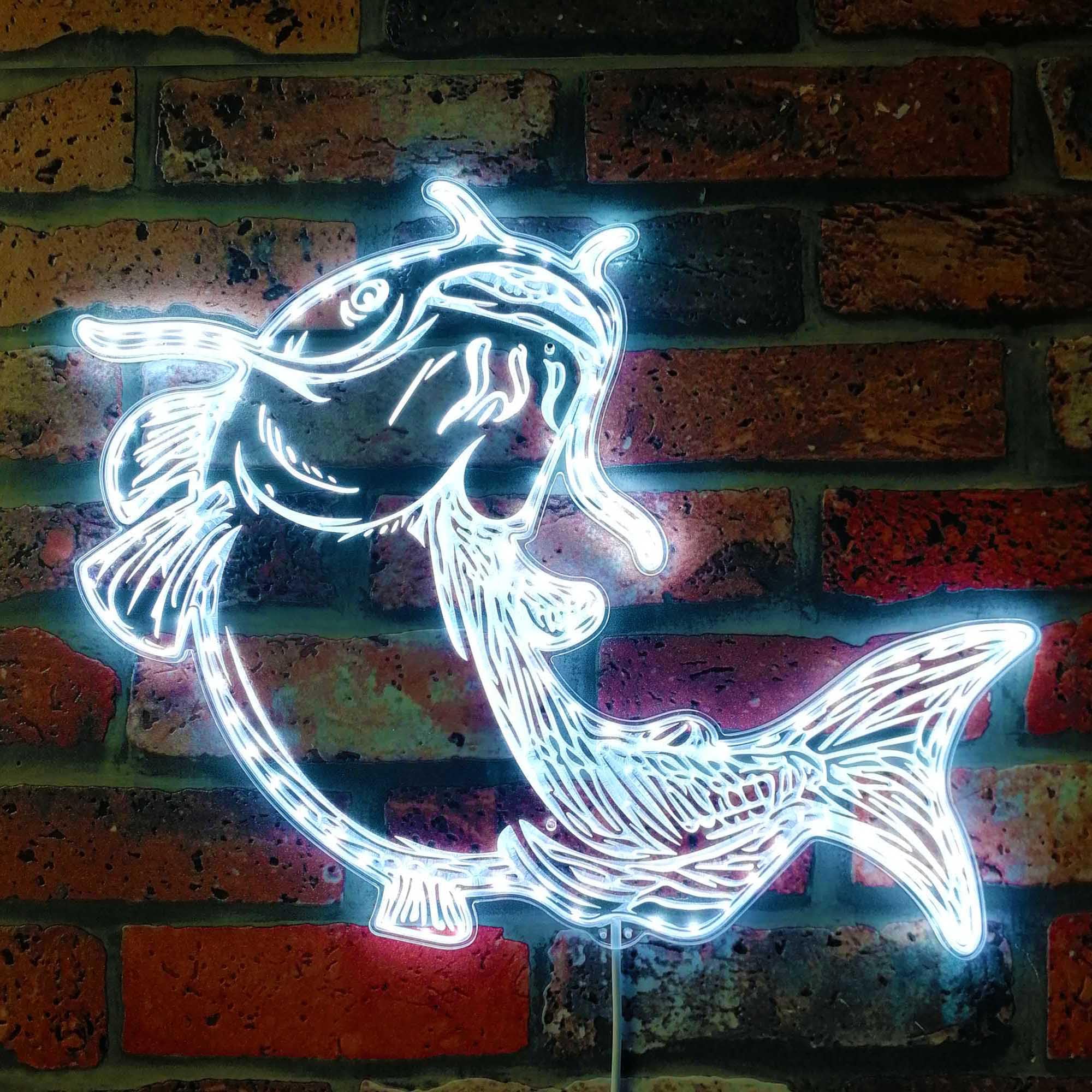 ADVPRO Black Catfish Fishing RGB Dynamic Glam LED Sign - Cut-to-Edge Shape - Smart 3D Wall Decoration - Multicolor Dynamic Lighting st06s22-fnd-i0232-c