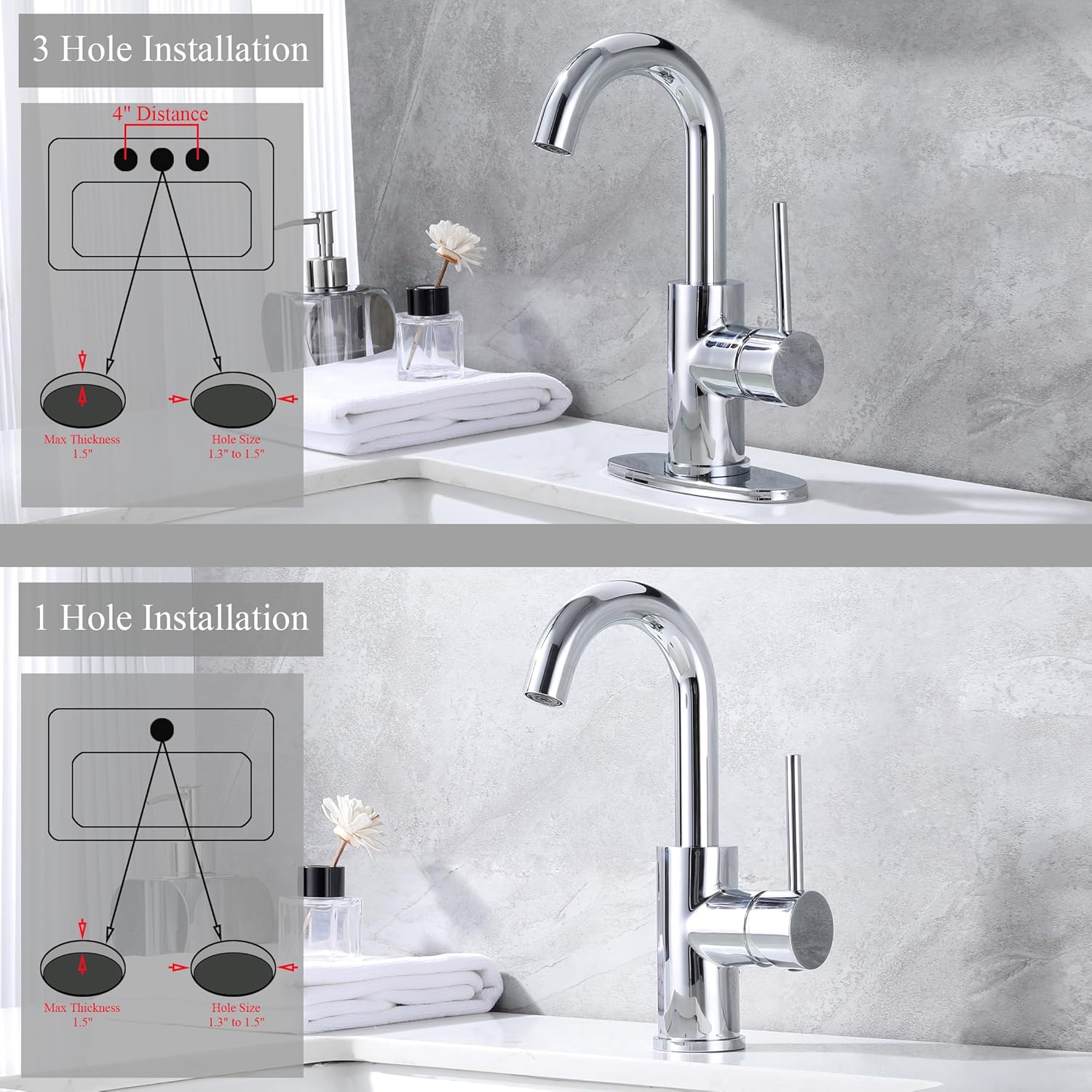 Chrome Bar Sink Faucet, Single Handle Single Hole Prep Sink Faucet, Lead-Free Stainless Steel with cUPC Certified Supply Lines, for Kitchen Bar RV Bathroom JU1100-CP