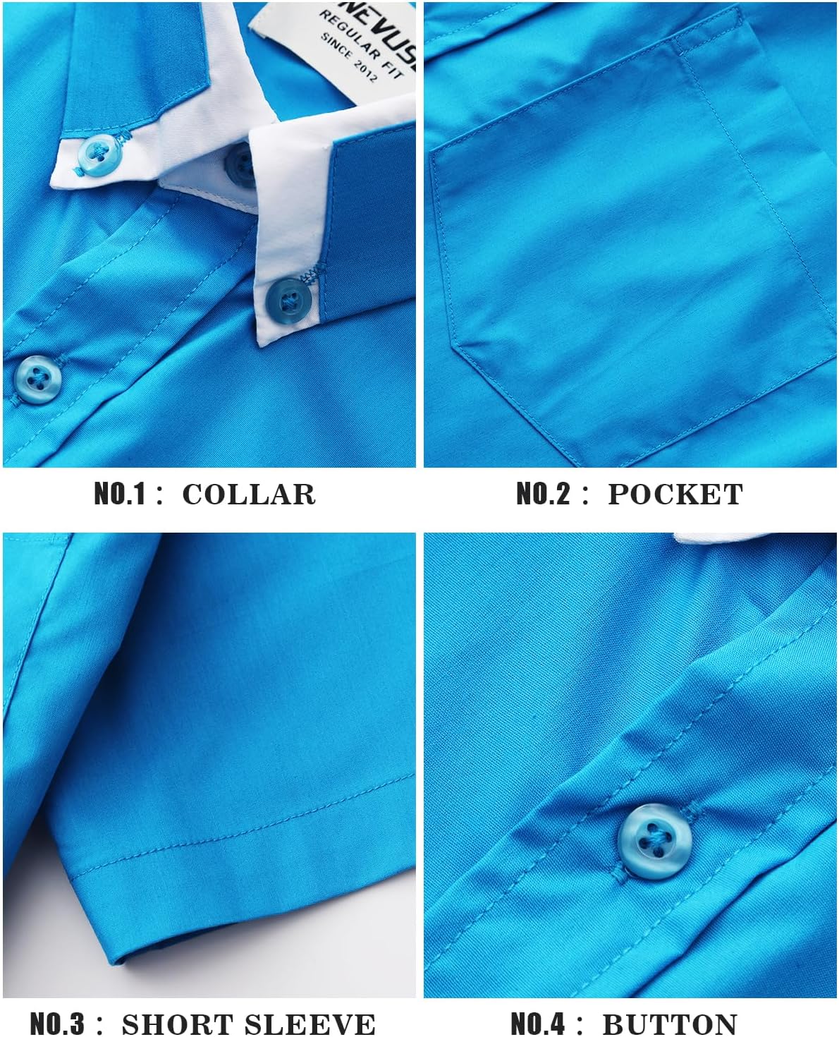 TUNEVUSE Mens Short Sleeve Dress Shirt Solid Casual Button Down Shirts Tops with Pocket for Summer Business Wedding - Image 6