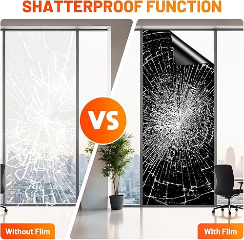 Miniatura 5 de Película opaca total para ventana, 100 % bloqueo de luz, tinte de ventana, adherencia estática, bloqueo solar, control de calor, anti rayos UV,