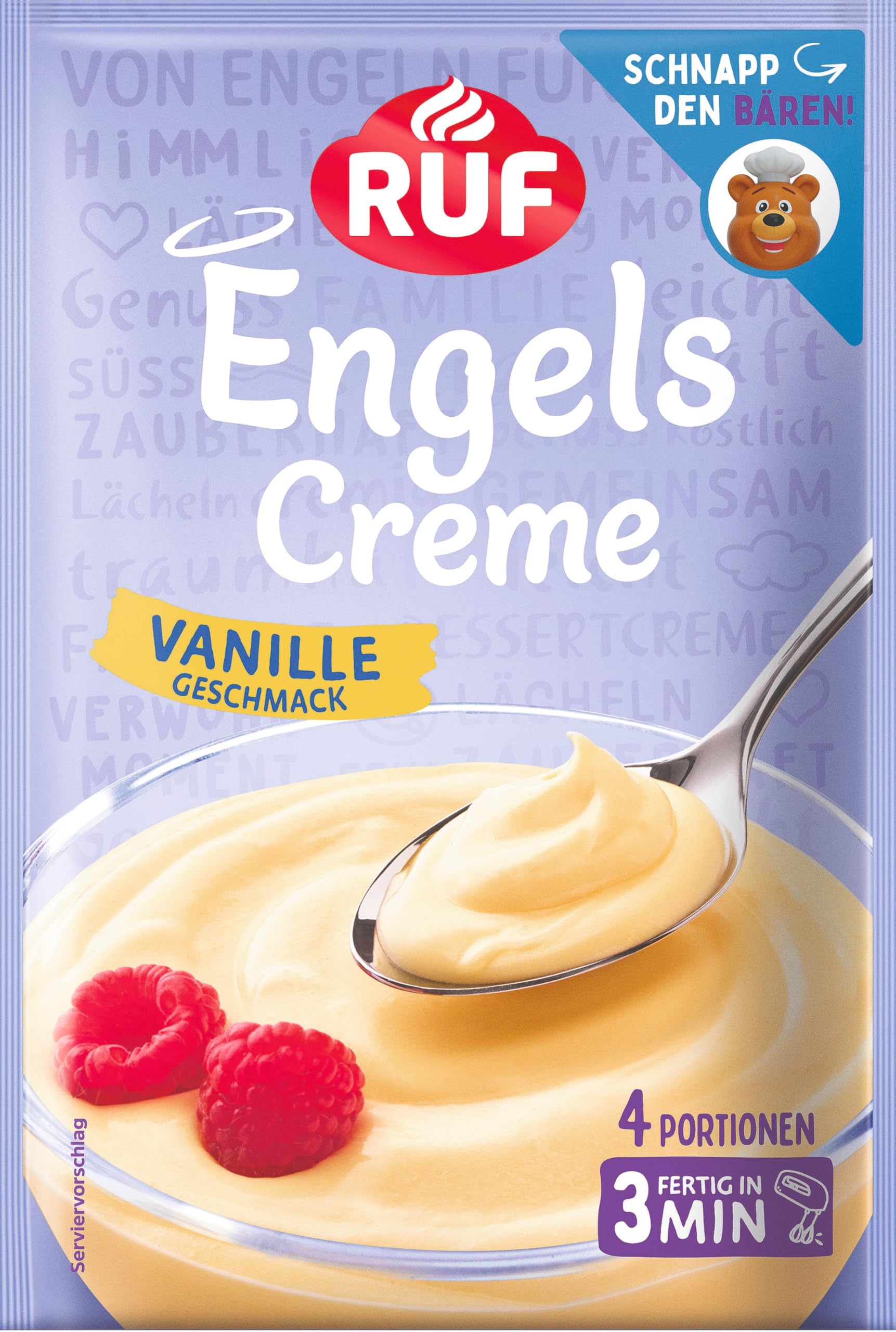 RUF Engels Creme Vanille, Dessertpulver für eine Dessertcreme mit klassischem Vanille-Geschmack, 4 Portionen (Packung mit 6)