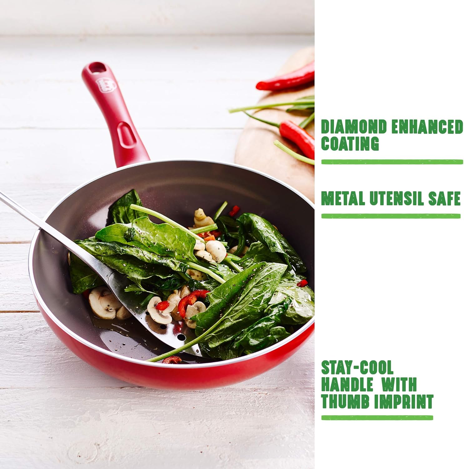 GreenChef Diamond Healthy Ceramic Non-Stick 20 cm Frying Pan Skillet, PFAS-Free, Egg Pan, PFAS-Free, Induction Suitable - Image 4