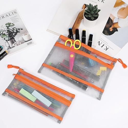 Miniatura 4 de 12 bolsas de malla de nailon con cremallera, bolsas de malla para cosméticos, bolsas de maquillaje, estuche de lápices, bolsas de viaje multiusos