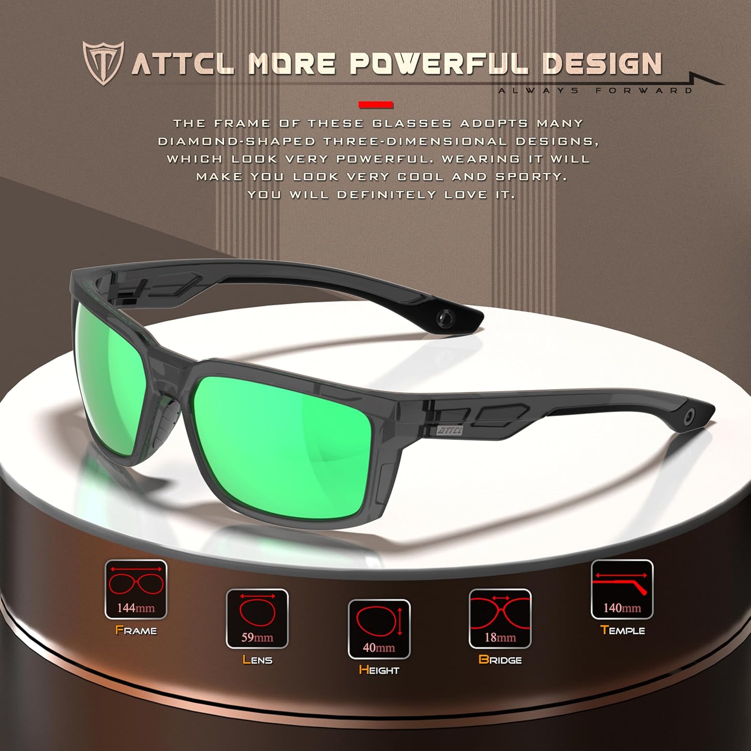ATTCL Polarized Sunglasses Men Fishing: Square Lightweight TR90 Frame UV400 Protection Secure for Driving Golf Sports - Image 3