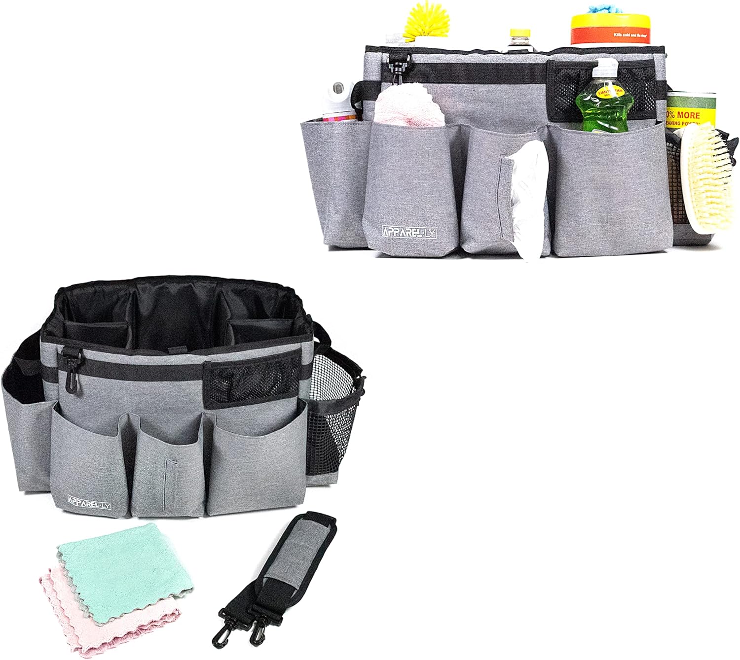 Large Cleaning Caddy Bag for Cleaning Supplies Shoulder and Waist