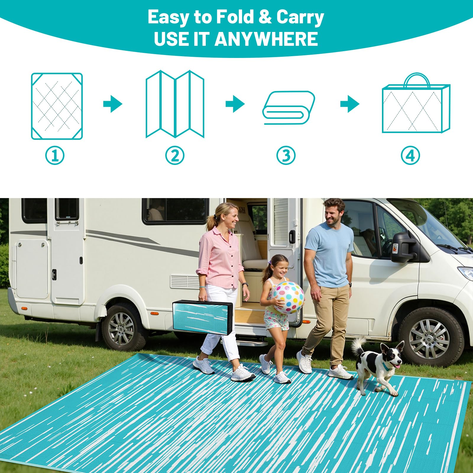 HEBE Alfombra al aire libre para patios, impermeable, 9 x 12 pies, reversible, de pajilla de plástico, extra grande, alfombra de camping para caravana, picnic, patio trasero, terraza, balcón, porche,