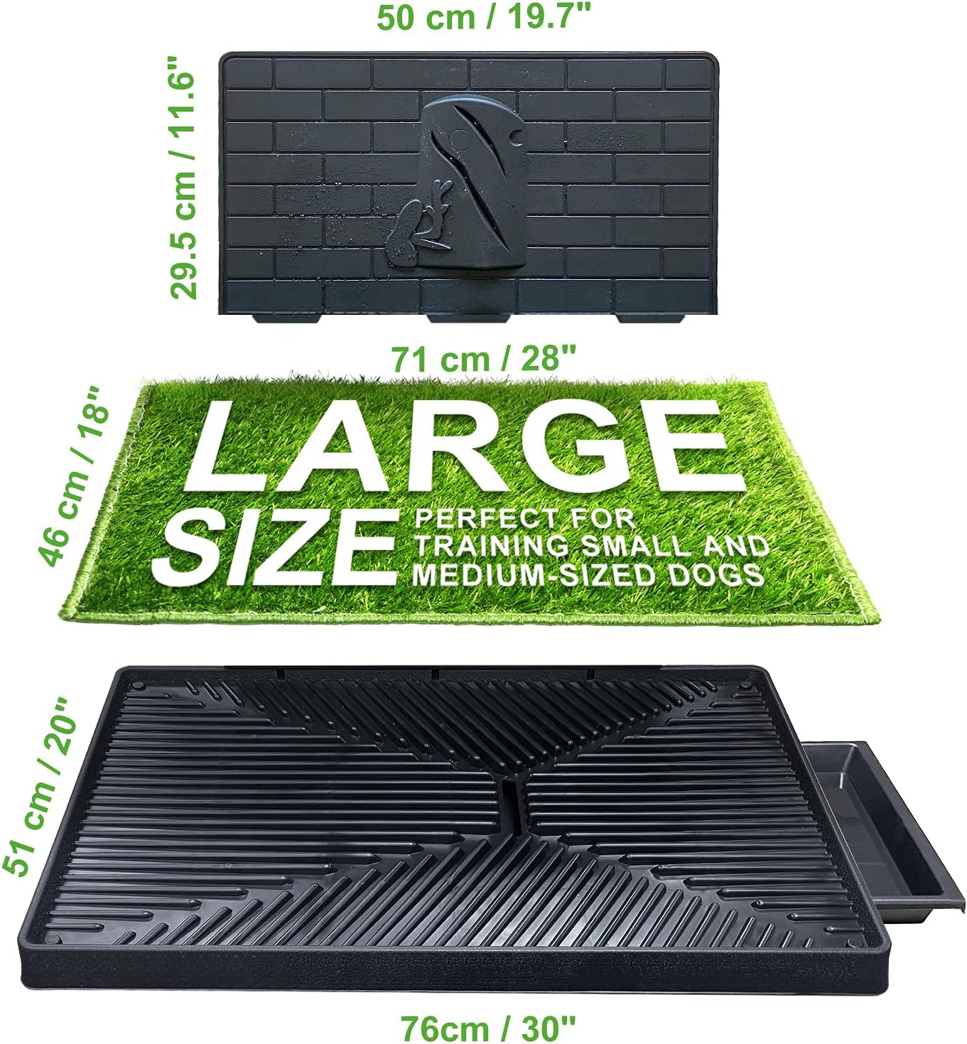 Hompet Dog Potty for Indoor or Porch, 2 Pcs Artificial Grass Training Pads with Pee Baffle, Reusable Dog Grass Pad with Tray, Alternative to Puppy Pads, Portable Dog Litter Box for Small / Medium Dogs : Pet Supplies