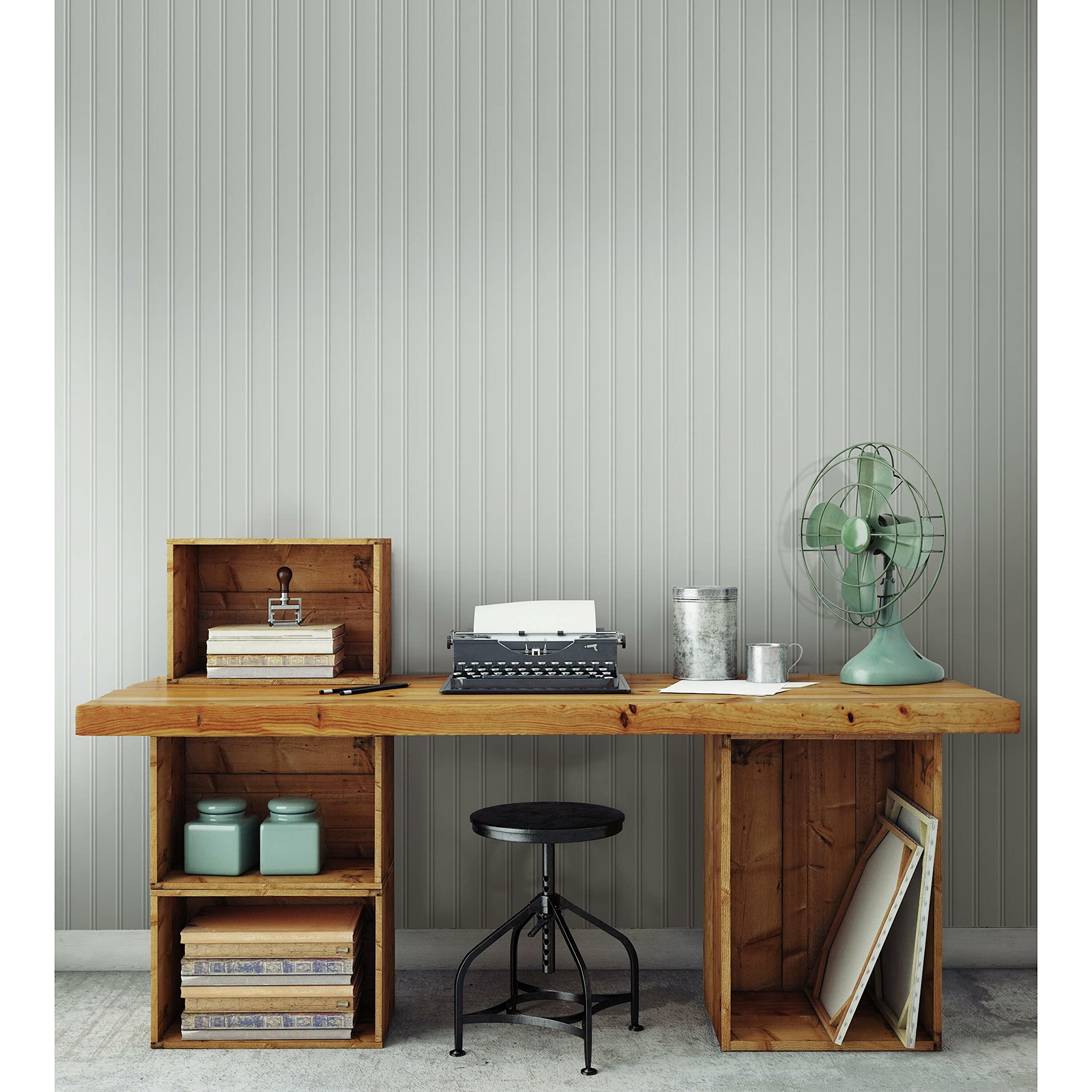 RoomMates RMK11995WP Gray Beadboard Peel and Stick Wallpaper