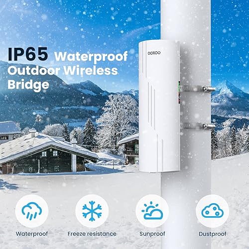 Miniatura 4 de Puente inalámbrico Gigabit, puente WiFi OOKOO 5.8G para exteriores punto a punto para red de extensión de 3 KM, puente Ethernet de alta velocidad