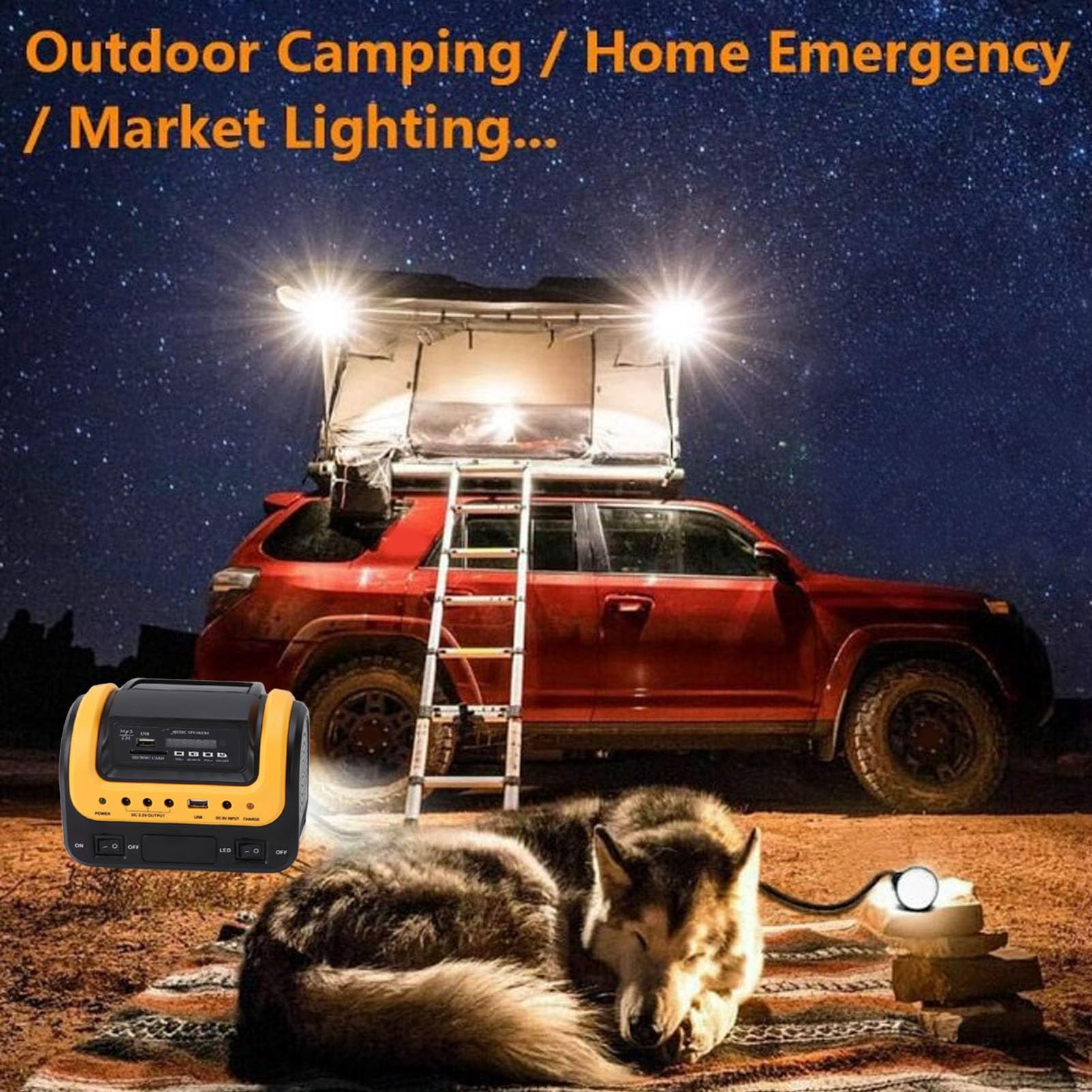 Centrale électrique Portable, Générateur Solaire de Camping 5000 MAh avec Panneau Solaire, Station de Solaire Multifonction, Affichage LED Numérique, Rapide pour