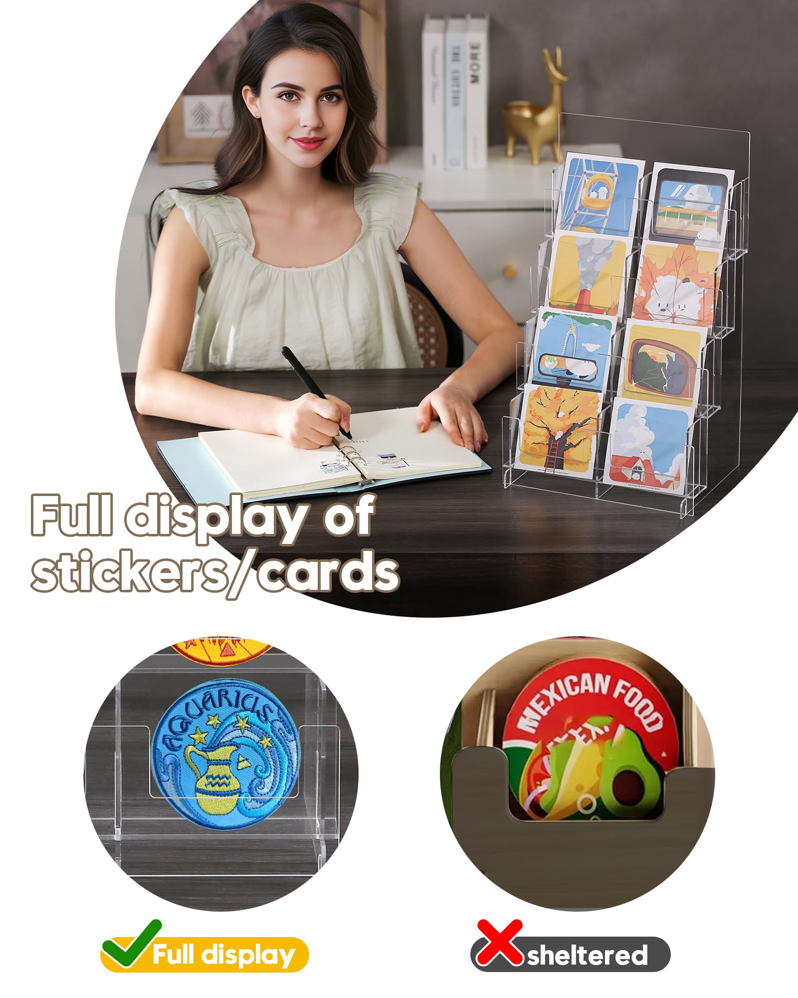 Acrylic Sticker Display Stand, Sticker Holder Display for Vendor Events, Card Rack Display Stand, Portable Display Rack