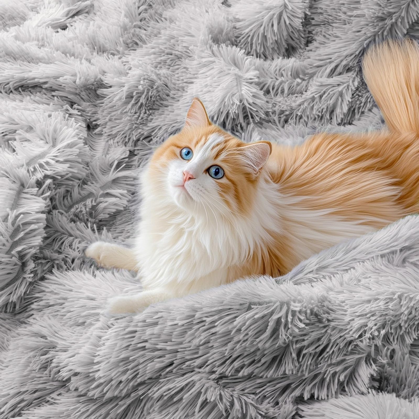 KANKAEU Coperta 160x200 cm, Coperta Pelliccia Morbida e Soffice, Plaid Decorative per Divano e Letti, Coperta Pile Calda e Accogliente, Plaid Matrimoniale,Copriletti,Grigio Argento