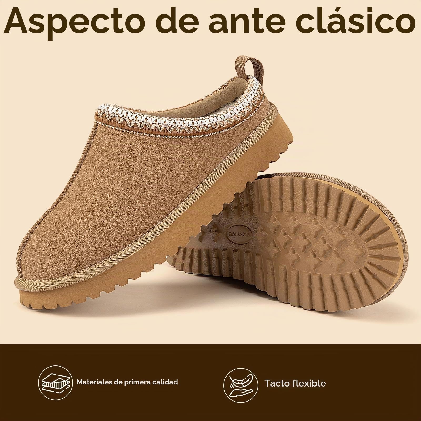 Mishansha Zapatillas Casa Mujer Invierno Peluche Pantuflas EU 36-43