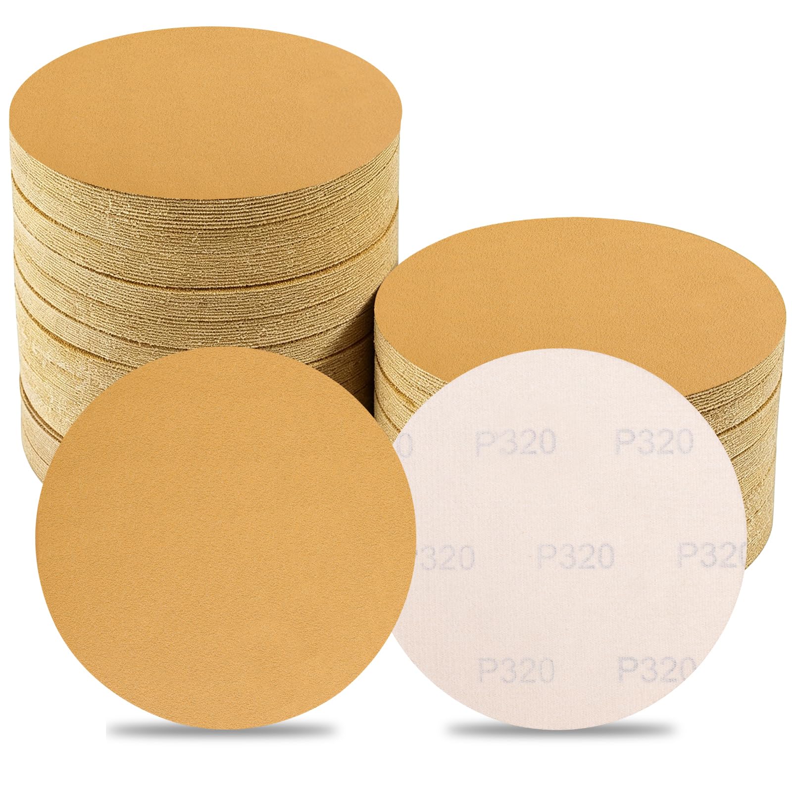 Sruhrak 100PCS 125mm Sanding Discs Sandpaer, 320 Grit Hook and Loop Random Orbital Sander Pads for Sander Wood, Metal, Automotive