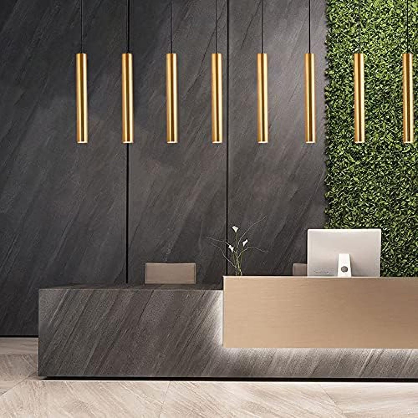 Wewnętrzna wyspa kuchenna Lampa wisząca LED Żyrandol z długą rurką Złoty aluminium Kreatywna lampa wisząca Bar Cylinder Reflektory Regulowana wysokość Pojedyncza głowica Oprawy sufitowe, świ