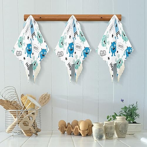 Miniatura 5 de FRODOTGV Monster Hello Cotton Decor Kitchen Microfiber Towels Absorbent Set of 6 Kitchen Tea Towels for Bathroom Coffee