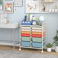 Vista 2 de Giantex 12 Drawer Rolling Storage Cart Tools Scrapbook Paper Office School Organizer (Macaron)