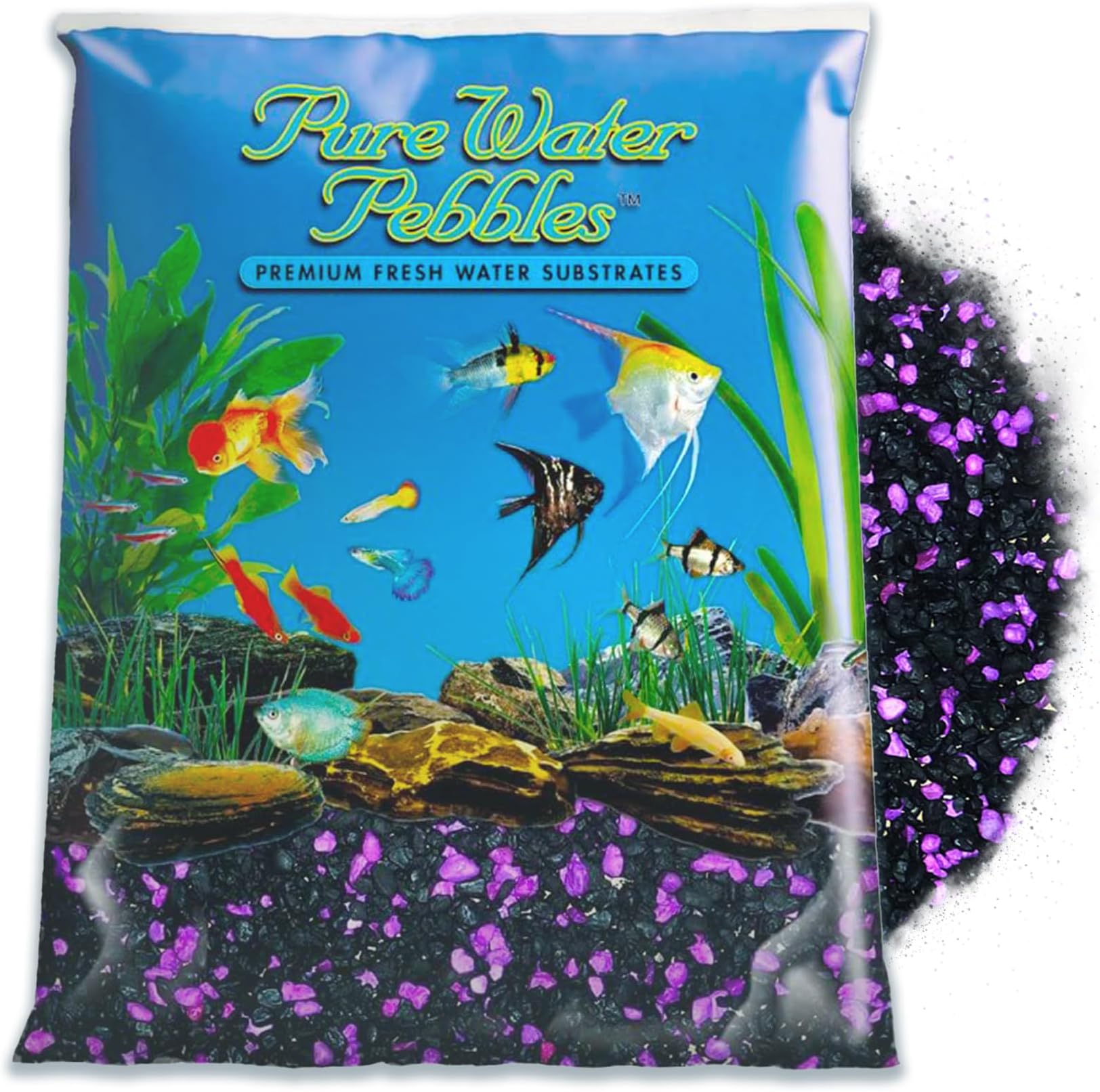 Pure Water Pebbles Aquarium Gravel, 5-Pound, Blackberry Glo