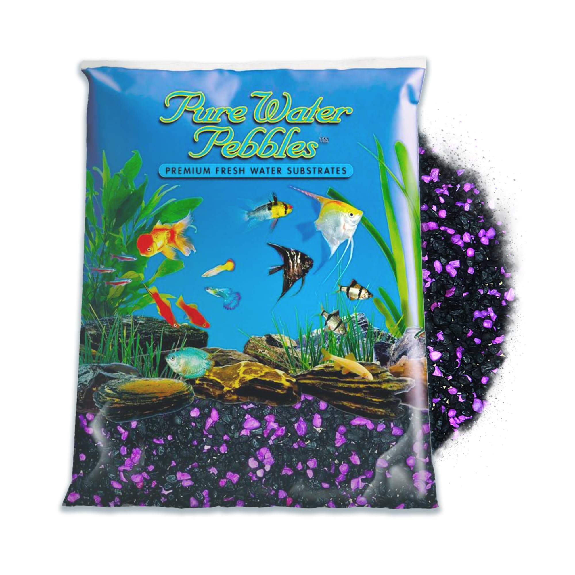 Gravier pour aquarium Pure Water Pebbles sans poussière Blackberry Glo