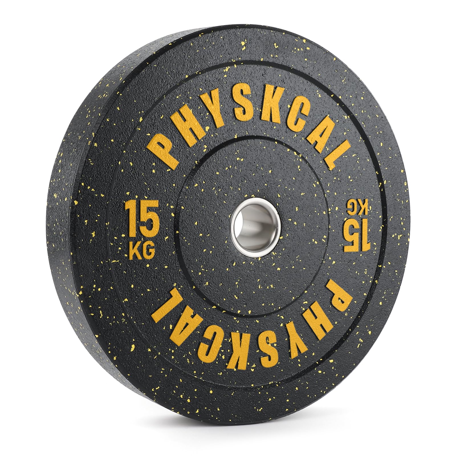 PhysKcal 15kg x 1 Crumb Rubber Olympic Bumper Plates, 2’’ Opening Weight Plates, Black Barbell Discs for Strength Training, Barbell Weights Set — image 1