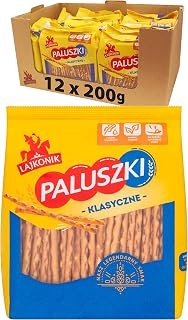 Lajkonik - Paluszki Salty Sticks 200g (Pack of 12) - Salted Baked Savoury Snacks - Pretzel Treats - Multipack