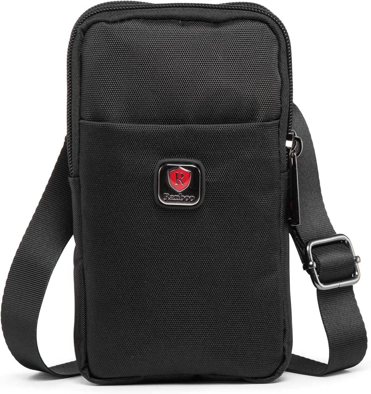 Ranboo Nylon Phone Holster for Men Belt, Fits for iPhone 17 Pro Max 16 Pro Max 15 Pro Max 14 Pro Max 13 Pro Max Pouch Case with Belt Clip Loop Cell Phone Holder Arm Bag Crossbody Purse (Black)