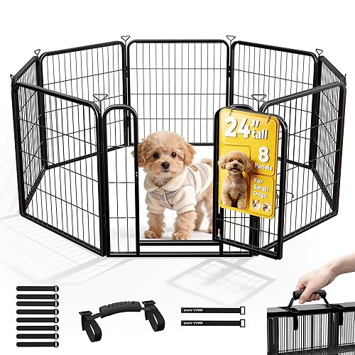 Dog Playpen for Indoor,Outdoor,Yard,RV Camping,24 inch 8 Panels Dog Play