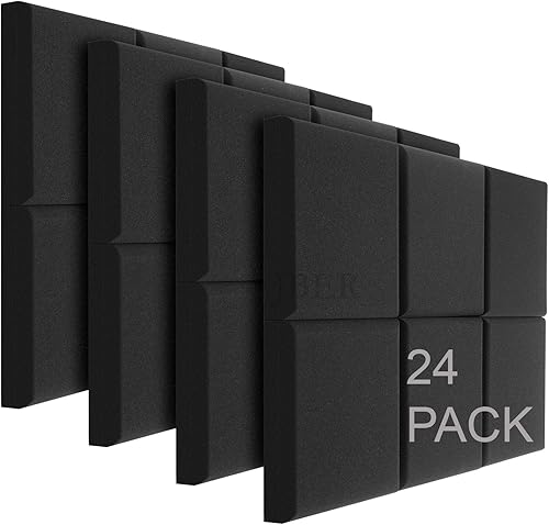JBER Acoustic Studio Foam, paquete de 24 paneles redondos de espuma de sonido de 2 x 12 x 12 pulgadas, paneles de espuma acústica para estudio,
