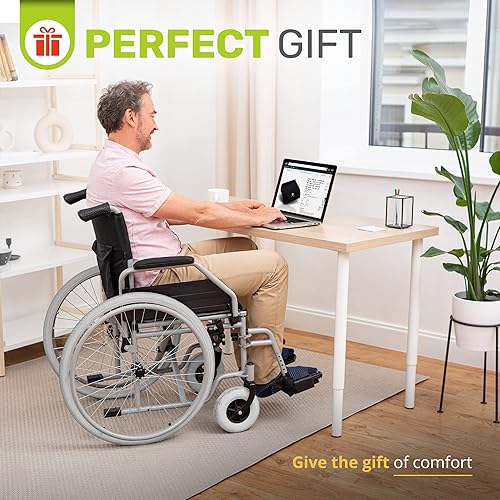 Miniatura 7 de ErgoFoam Cojines para silla de ruedas para aliviar la presión, transpirable, cojín de gel cómodo, cojín ligero de espuma viscoelástica para silla de