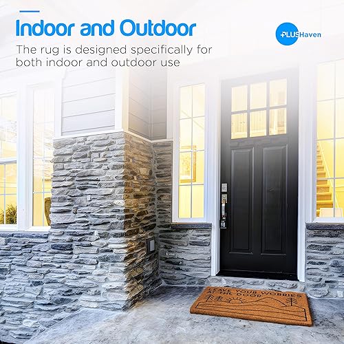 Miniatura 10 de PLUS Haven - Tapete con fibra natural de coco pura y respaldo de PVC resistente, tamaño de 17 x 30 pulgadas, grosor de 0.6 pulgadas, color perfecto,