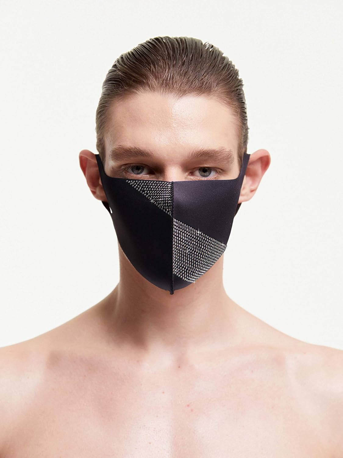 LOOKA | Protective Fashion Crystal Mask | Washable and Reusable | Comfortable | AG Prism Black (Medium)
