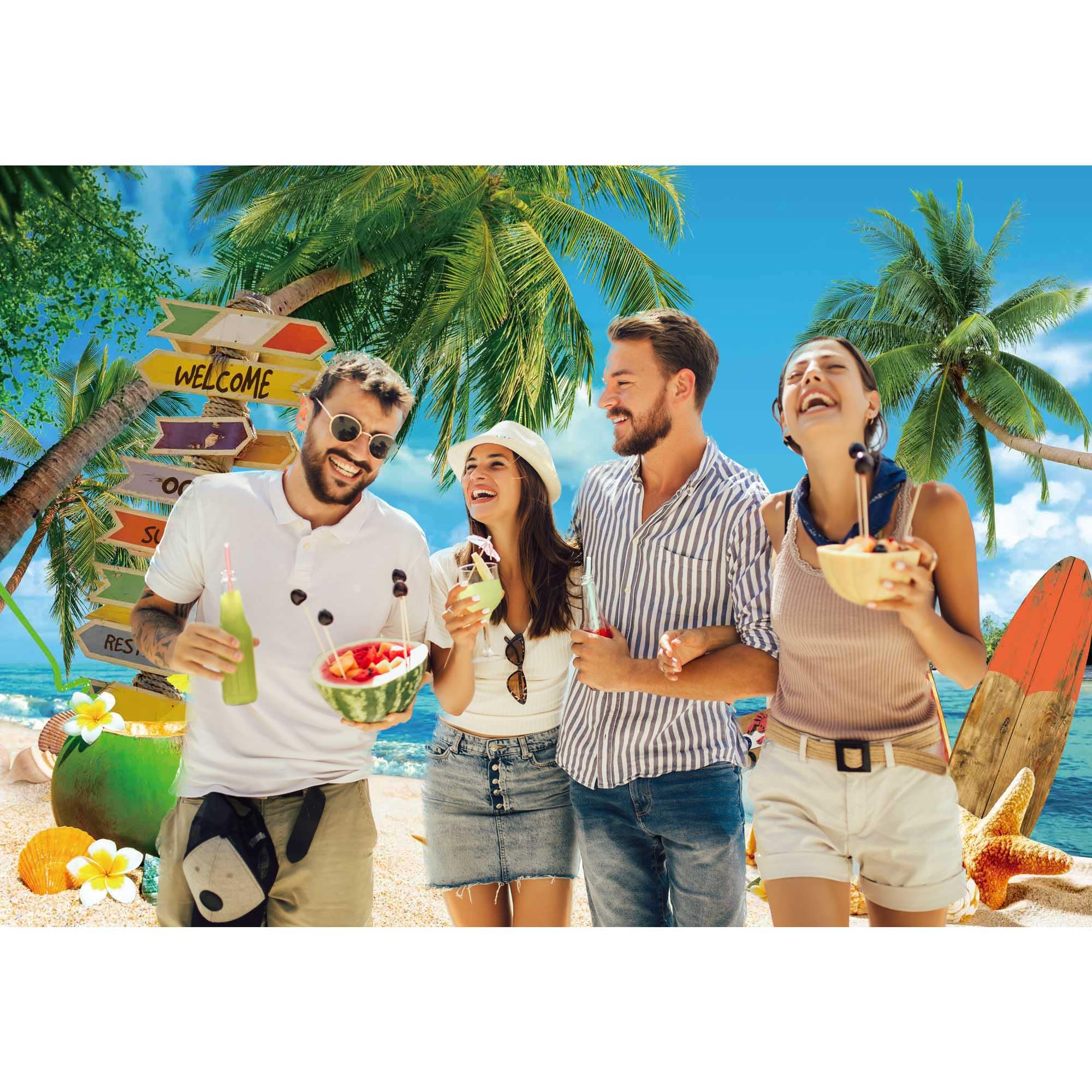 Stoff-Hintergrund 3,6x2,4 M – Tropisches Strand-Design Für Hawaii-Party & Fotos