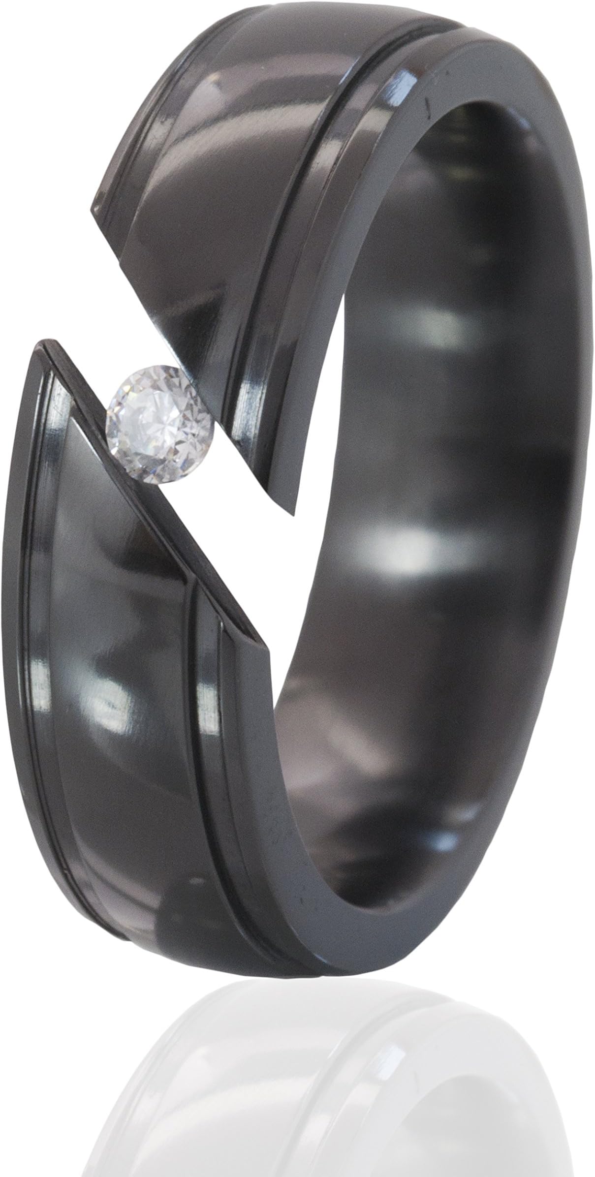 7mm Tension Set Black Zirconium Ring