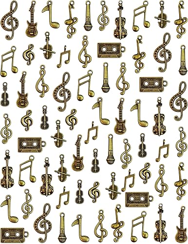 JIALEEY Dijes de música multiestilo para instrumentos musicales, notas, símbolos, colgantes para collares, pulseras, aretes, fabricación de joyas y