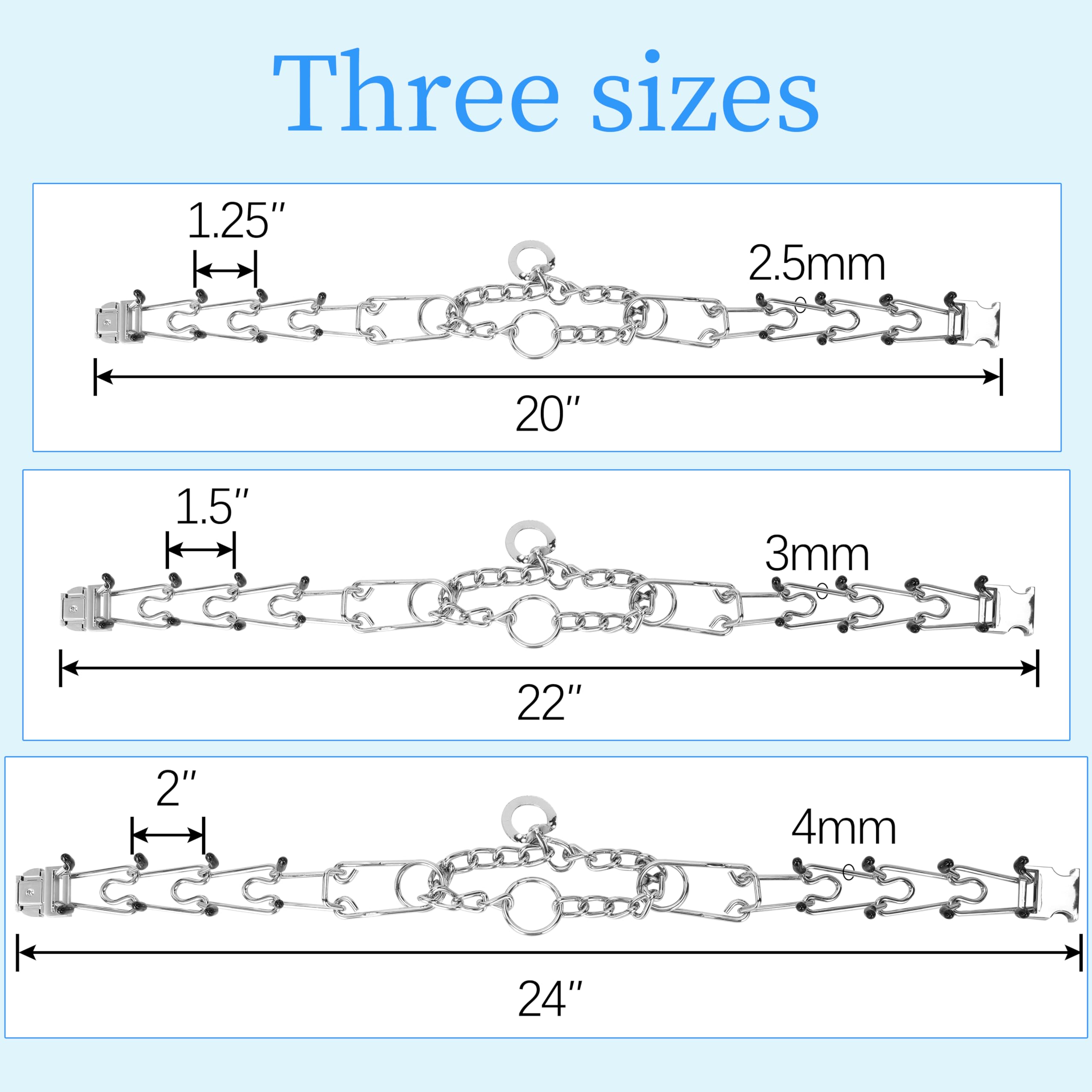 Azinoo Adjustable Pinch Dog Training Collar Quick Release Buckle with Two Extra Links for Small Dogs