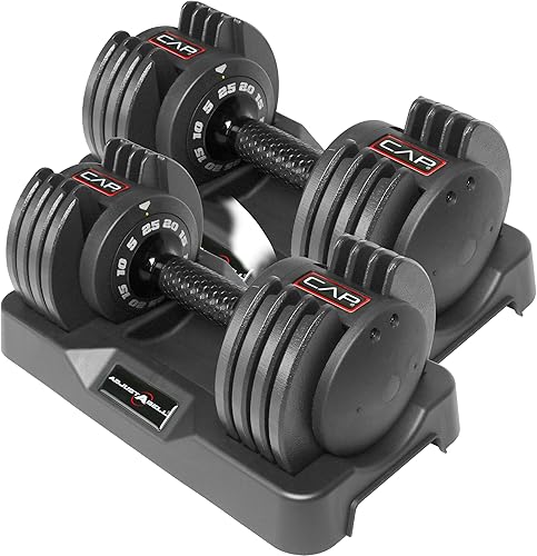 CAP Barbell ADJUSTABELL Adjustable Round Dumbbell Weights - Singles & Pairs  12.5 lb, 25 lb & 55 lb  Multiple Handle Options