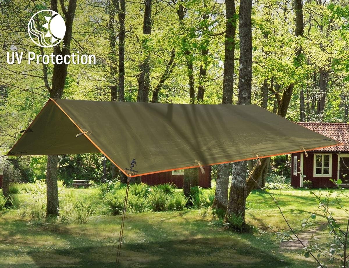 FREE SOLDIER Waterproof Portable Tarp Multifunctional Outdoor Camping Traveling Awning Backpacking Tarp Shelter Rain Tarp (Brown) : Sports & Outdoors