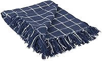 DII Transitional Checked Plaid 100% Cotton Woven Throw Blanket 50x60 French Blue with Fringe - Rustic Farmhouse Decor