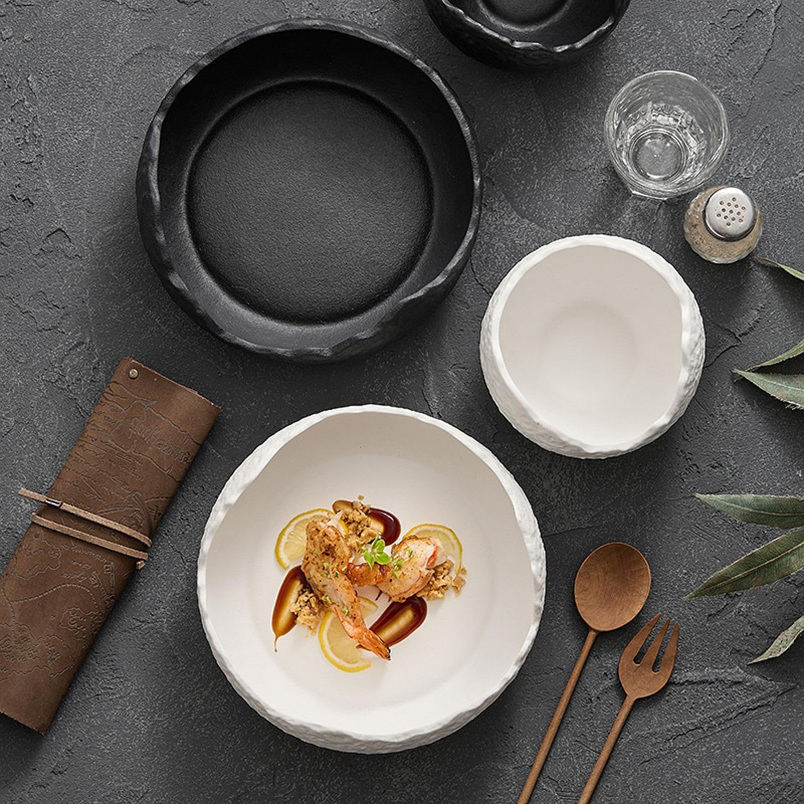 Plato Llano de Cerámica, Plato de Ensalada, Plato Decorativo, Vajilla, Plato de Servir Irregular, Plato de Aperitivo para Restaurante de Aperitivos, Blanco, Individual