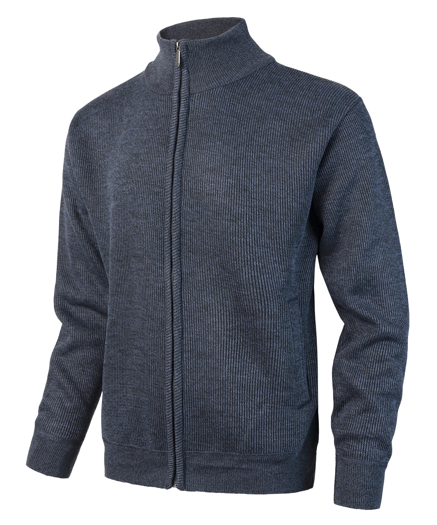 Cárdigan de Punto para Hombre Suéter Grueso Cremallera Cuello Alto Chaqueta Cálido Forro Polar Invierno