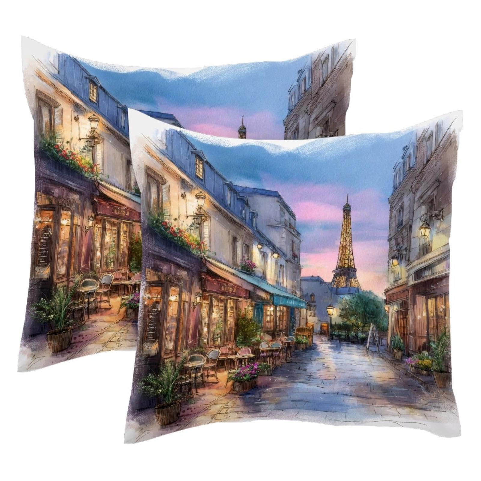 Fundas de almohada decorativas Paris Coffee Shop para un salón moderno y acogedor