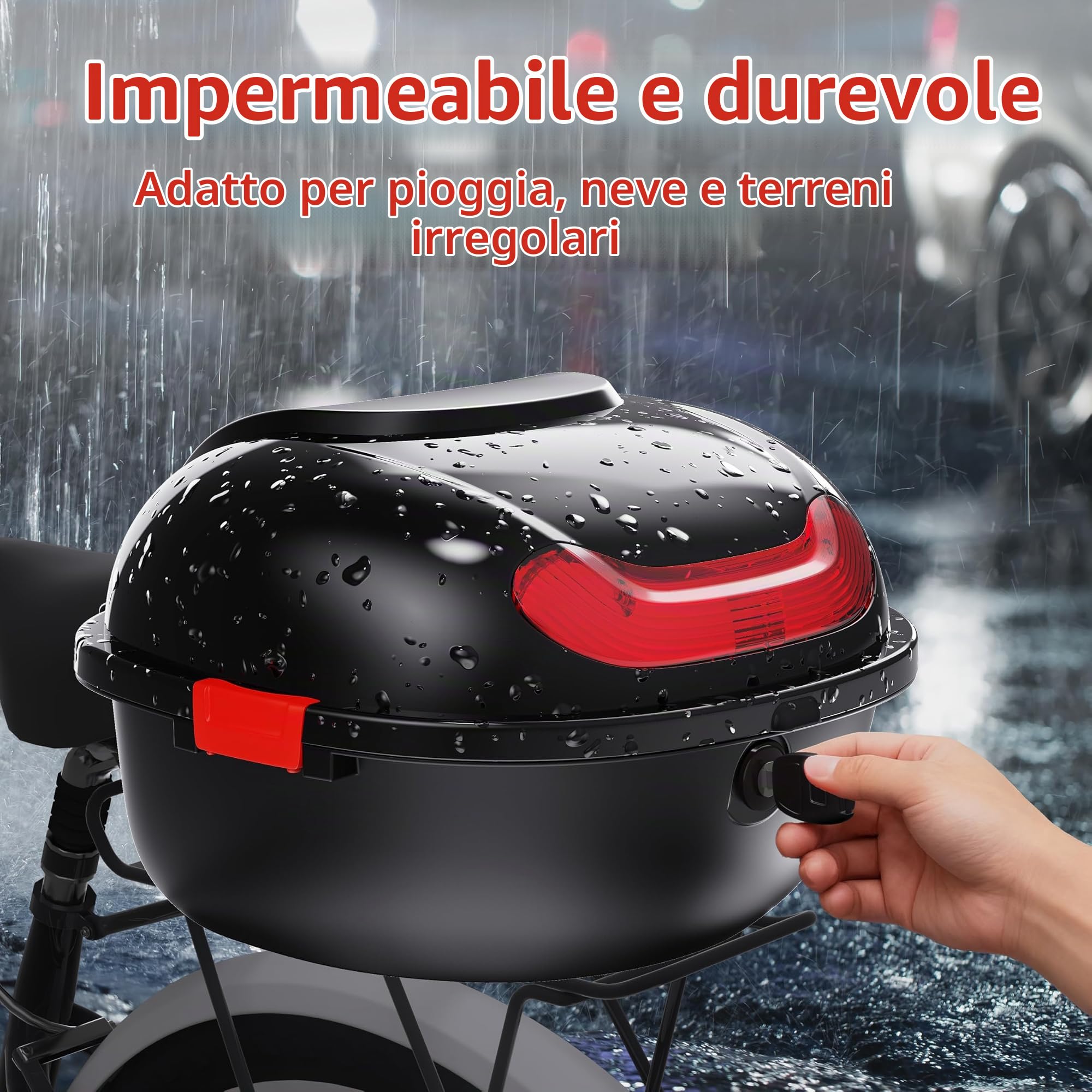 Mihoho Valigetta universale per tutti i portabagagli, scatola impermeabile e bloccabile per casco, moto e scooter (nero)