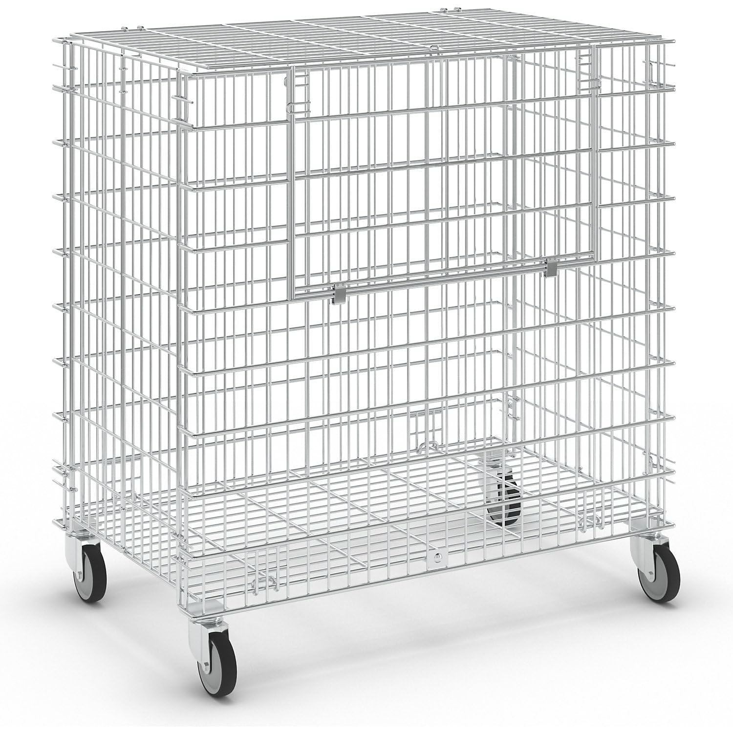 Gitterwagen abschließbar | 150KG Tragkraft | 2 Ladeklappen 4 Lenkrollen | Vielseitig einsetzbar als Ballwagen, Gitterbox für Sportgeräte und Bälle | robuster Lagerwagen 585x950x870mm