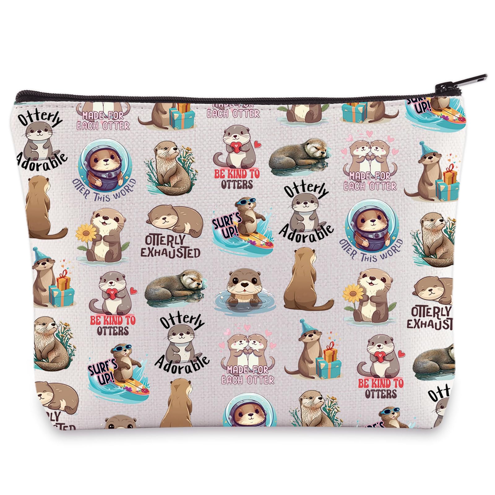 BWWKTOP Cute Otter Makeup Bag Otters Lover Gift Be Kind To Otters Travel Toiletry Bag Sea Otter Merchandise (Otter)