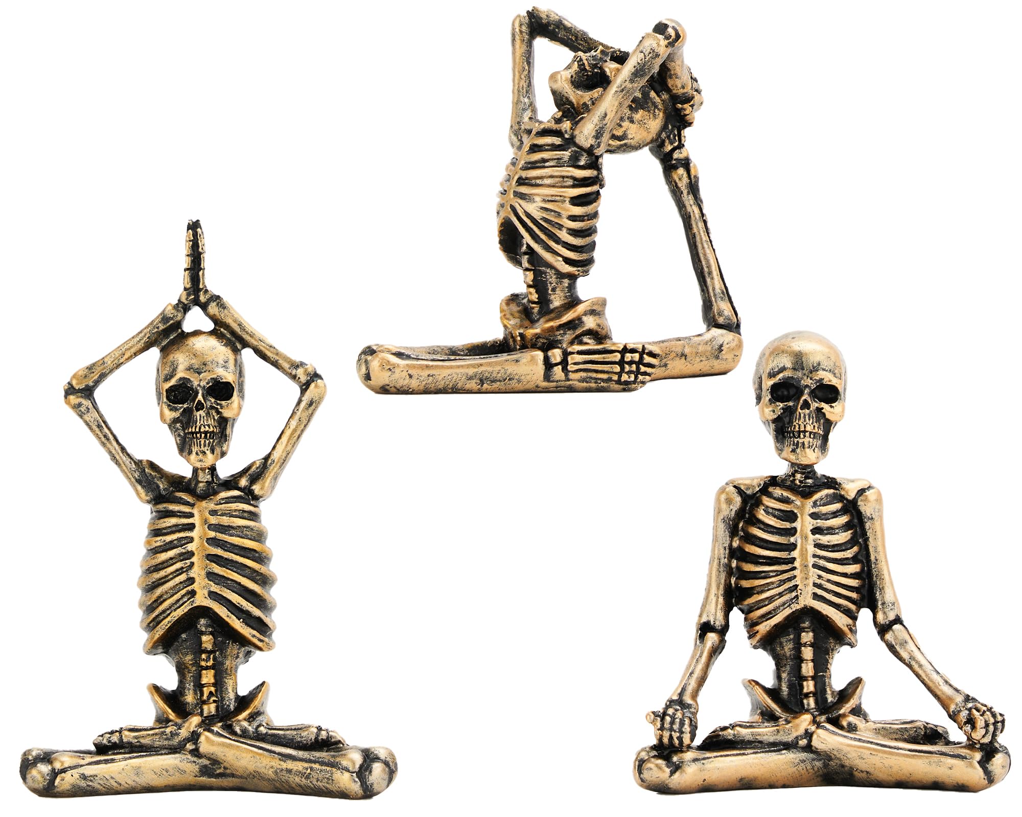 Statues de crâne squelette de yoga pour rompre la monotonie d'une étagère vide