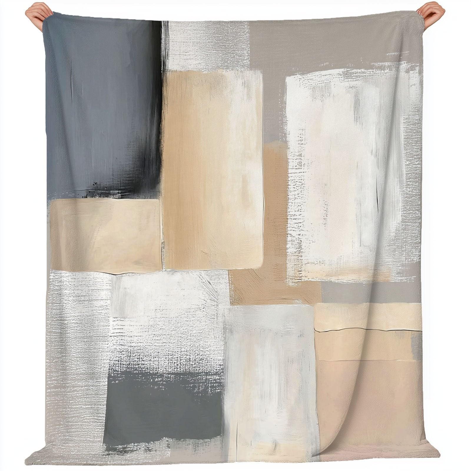 Coperta Flanella Lavabile in Lavatrice Grigio Chiaro - Morbida Confortevole Calda Coperta con Semplice Geometrico Blocchi Di Colore Stampa Decorativa per soggiorno Letto Divano Cameretta, 200 x 220 cm