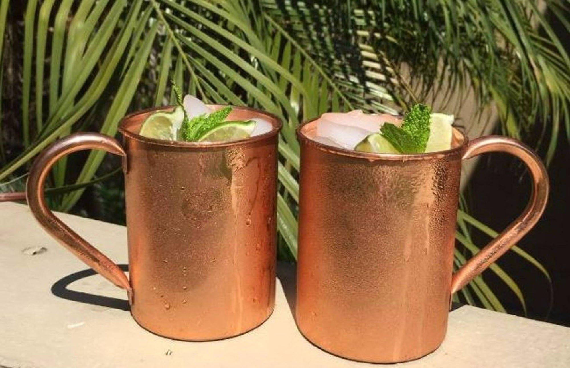 23oz. Jumbo Moscow Mule Hammered Copper Mugs - Set of 2 - 100% Solid Copper - Keskov Authentic - Large -No Rivets - No Inner Lining - Dimpled Tall Handcrafted Mug2