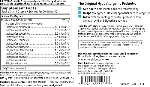 Vista 17 de Klaire Labs SFI Health Ther-Biotic Complete - Probióticos hipoalergénicos para mujeres y hombres - Suplemento probiótico estable al ácido - 12