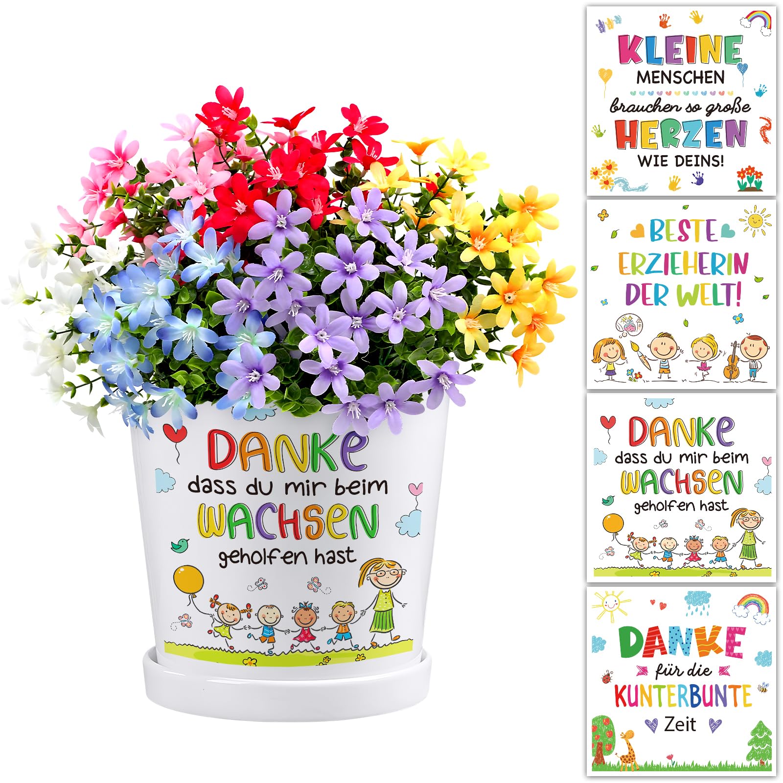 BOOMTOP 4 Aufkleber Für Blumentöpfe - Danke Erzieherin Geschenk Kindergarten